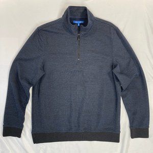 Men's Vince Camuto 1/4 Zip Hobnail Sweater Marled Blue Size Large Poly Cotton